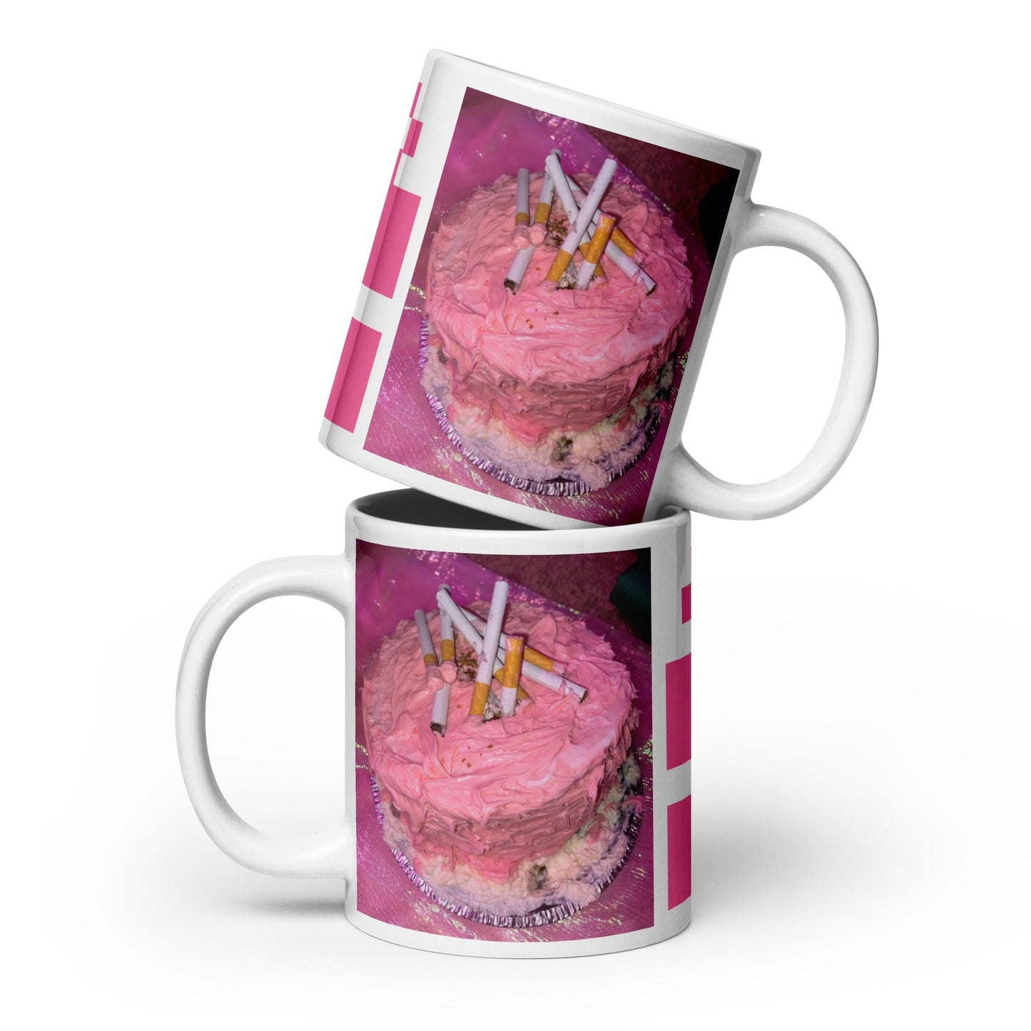 Cake and Cigs Mug | Surreal Art Coffee Cup 20oz | Funny Horror Aesthetic Drinkware - Birthday911