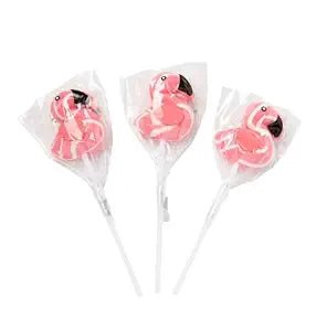 Flamingo Swirl Lollipops – 24 Pack Bulk Candy, Individually Wrapped Pink Swirl Suckers - Birthday911