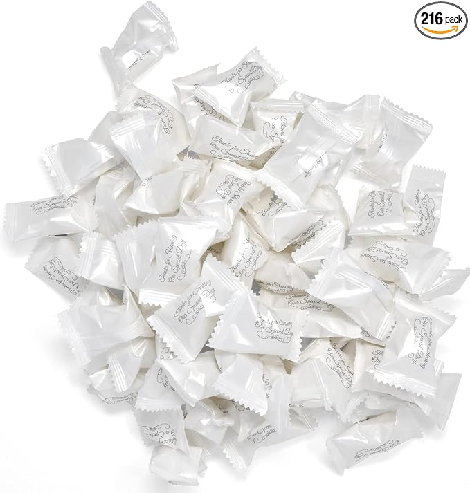 Thank You Wedding Butter Mints – 216ct Individually Wrapped Mints (Silver Wrapper) - Birthday911