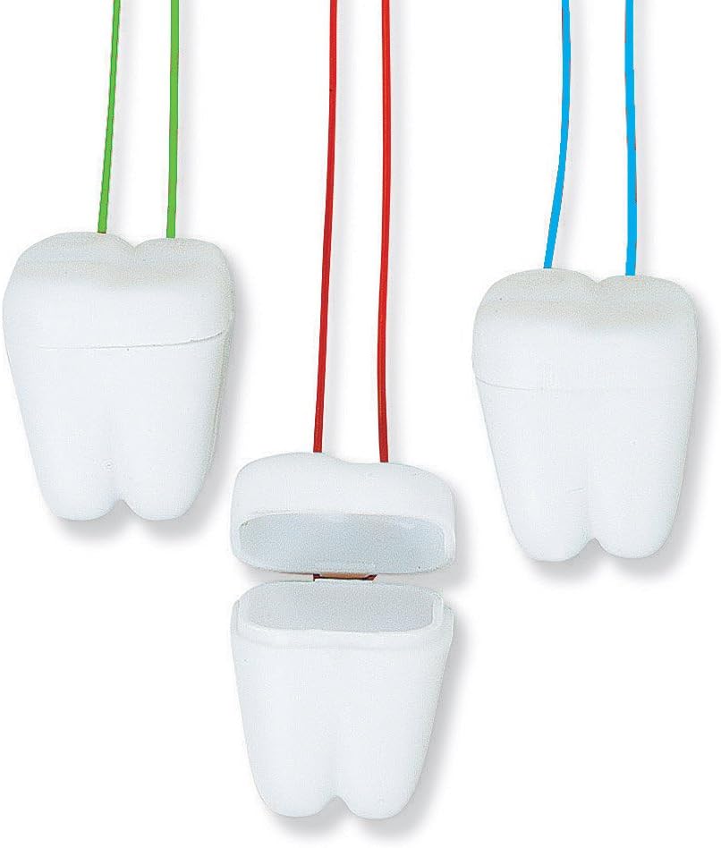 Tooth Necklace 144 Pack – Tooth Holders for Kids at School with Free Tooth Fairy Printable PDF – Tooth Necklace for Lost Teeth – Tooth Saver Necklace Bulk – Save a Tooth Boxes – Kids Tooth Holder Necklaces - Birthday911