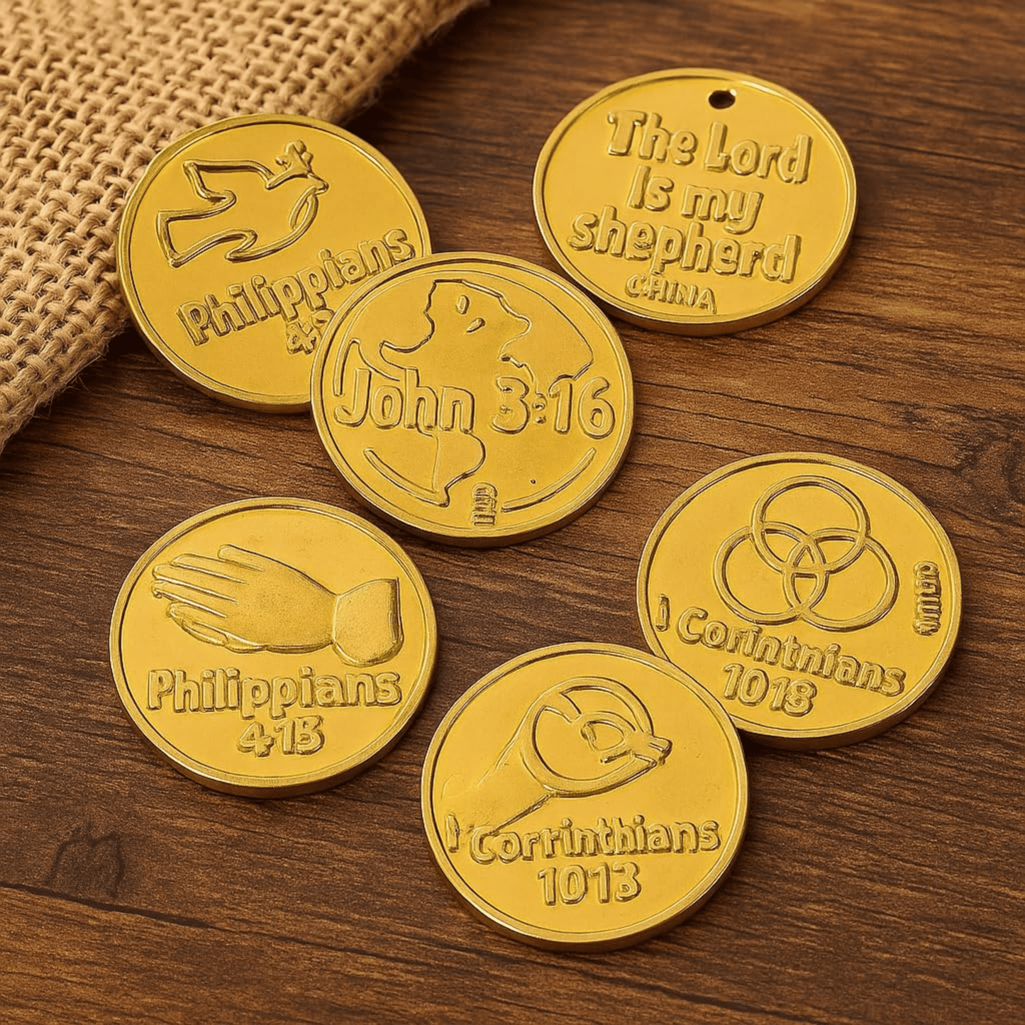 Value Bulk 288 Pack Religious Gold Coins Plastic Bible Tokens for Rewards, VBS Gold Tokens for Sunday School, and Christian Trunk or Treat Prizes - Birthday911