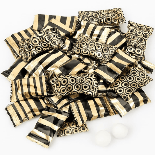 216pk Gold and Black Buttermints Individually Wrapped Bulk – Wedding Mints, Thank You Candy, Party Favors, Graduation, Retirement, New Years, Candy Buffet, Prom and Anniversary - Birthday911