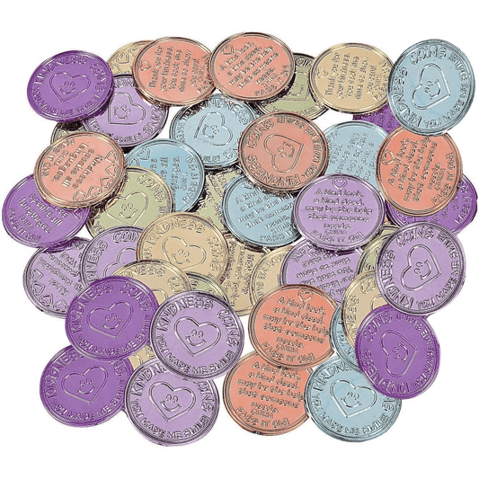 288pk Motivational Kindness Coins Bulk – 1½″ Multicolored Plastic Tokens for Classroom Rewards, Fundraising Favors, Party Prizes & Positive Affirmation Incentives - Birthday911