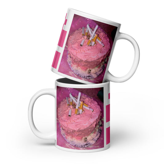 Cake and Cigs Mug | Surreal Art Coffee Cup 20oz | Funny Horror Aesthetic Drinkware - Birthday911