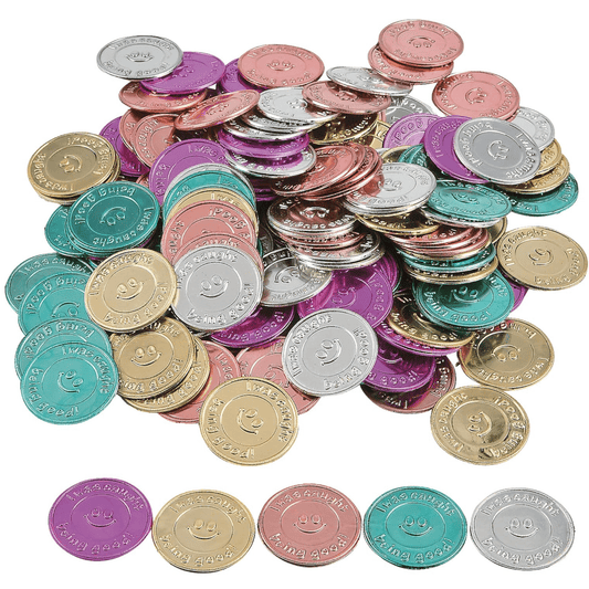 Caught Being Good Coins – 288ct Plastic Tokens for Kids Behavior, Classroom Reward System, Fake Coins for Vending Machine Tokens and Teacher Supplies - Birthday911