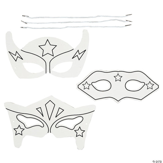 Color Your Own Superhero Masks (16 pcs) - Birthday911