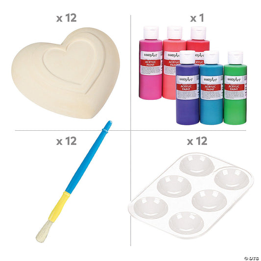 DIY Ceramic Heart Kit — Paint Your Own Ceramic Hearts (12‑Pack) - Birthday911