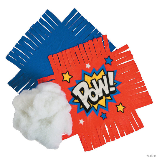 Fleece Superhero Tied Pillow Craft Kit — DIY Birthday Party Activity (Makes 6) - Birthday911