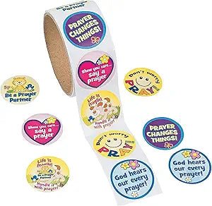 Prayer Stickers 200 Pack – 2 Rolls of Christian Stickers for Kids, Prayer Board Supplies, VBS Crafts & Bible Journals - Birthday911