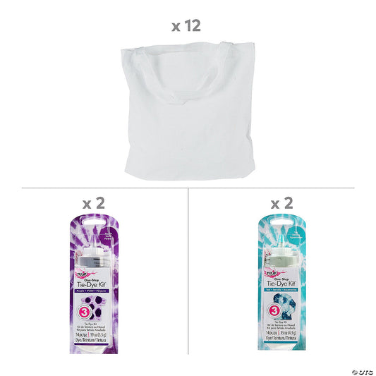 Winter Tie‑Dye Bag Kit — DIY Canvas Tote Craft Set (16‑Pack) - Birthday911
